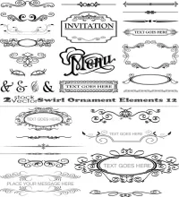 تحميل فيكتور زخارف منوعه Vectors - Swirl Ornament Elements 12