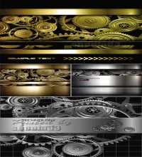 تحميل خلفيات تروس معدنيه Vectors - Techno Metallic Backgrounds