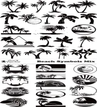 تصميم شواطئ مع اشجار منوعه Beach Symbols Mix
