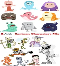 تصميم كارتون جديد Vectors - Cartoon Characters Mix