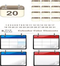 تحميل عناصر تقويم فيكتور Vectors - Calendar Color Elements