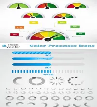 تصميم ايقونات عمليات التحميل ملونه Color Processes Icons