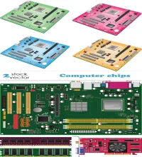 تصميم قطع كمبيوتر Computer chip vectors