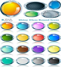ايقونات زجاجيه روعه Shiny Glass Round Icons