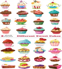 تصميم كيك رائع فيكتور Vectors - Different Sweet Cakes