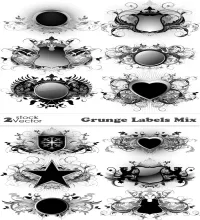 عناصر فيكتور رائعه Vectors - Grunge Labels Mix