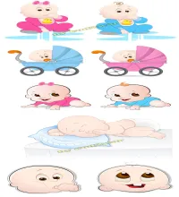 تصميم اطفال كرتون Cartoon Babies Vector Set 03
