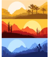 مجموعة بنرات صحراء جميلة ملف مفتوح تحميل مباشر Desolate desert banners vector 01 