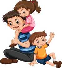 تصميم اب مع ابنائة مرسومة ملف مفتوح father with daughter and son