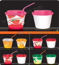 تصميم كأس ورقي Paper cups with tubes vector