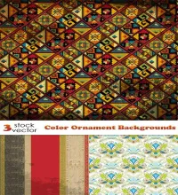 خلفيات فيكتور نقش ملونه Vectors - Color Ornament Backgrounds
