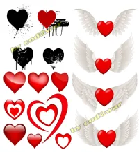 تصميم قلوب واجنحه رائعه Love Hearts Vector Set