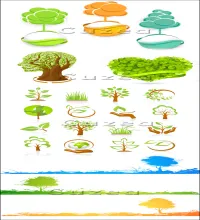تحميل فيكتور ايقونات اشجار Vectors - Set of nature icons in vector