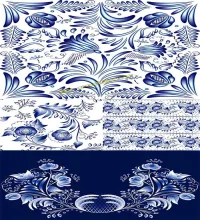 تحميل زخارف اوراق وورود Vector: Seamless gzhel