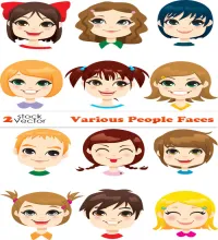 تصميم وجوه بنات واولاد Vectors - Various People Faces