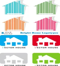 شعارات منازل فيكتور Vectors - Bright Home Logotypes