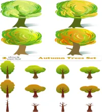 تصميم اشجار جميله وروعه تحميل مباشر Autumn Trees Set