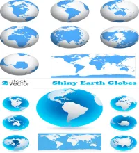 تصاميم الكره الارضيه بدقه عاليه Vectors - Shiny Earth Globes