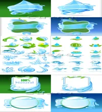 تصميم قطرات ماء واوراق خضراء Green leaves and drops