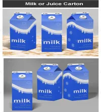 تصميم علب حليب Milk or Juice Carton Mock-up