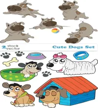 تصميم كلاب رائعه Cute Dogs Set