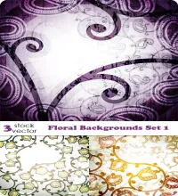 تحميل خلفيات ورود فيكتور Vectors - Floral Backgrounds Set 1