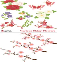 تصميم ورود و اغصان وفراشات Various Shiny Flowers