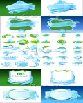 تصميم قطرات ماء واوراق خضراء Green leaves and drops