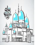 تصميم مسجد مرسوم بقبب ومأذنه جميله ملف مفتوح