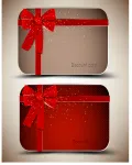 تصميم بطاقات مع شريط هدايا احمر جميل تحميل مباشر red ribbon card 03 vector 