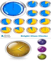 تصميم ساعات زجاجيه رائعه Vectors - Bright Glass Clocks