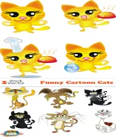 تصاميم قطط كرتونيه مضحكه Vectors - Funny Cartoon Cats