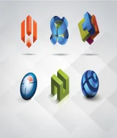 ايقونات فيكتور ثلاثية الابعاد vectors - 3D Logo Templates Set Vol 1