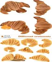 تصميم كرواسان كروسان فيكتور Different croissants vector