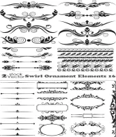 اطارات وفواصل و زخارف Vectors - Swirl Ornament Elements 16