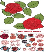 تصميم ورود حمراء Vectors - Red Shiny Roses