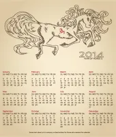 تصميم تقويم 2014 مع خيل ملف مفتوح تحميل مباشر