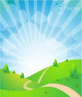 تصميم مروج رائعة اعشاب واشجار وسحب وشمس جميلة ملف مفتوح