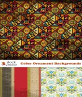 خلفيات فيكتور نقش ملونه Vectors - Color Ornament Backgrounds