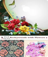 تحميل خلفيات فيكتور ورود وزهور Vectors - Backgrounds with Flowers 3
