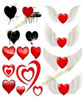 تصميم قلوب واجنحه رائعه Love Hearts Vector Set