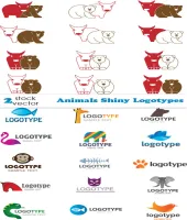 شعارات حيوانات جميله Vectors - Animals Shiny Logotypes