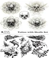 تصميم مخيف جماجم و وحوش Tattoo with Skulls Set