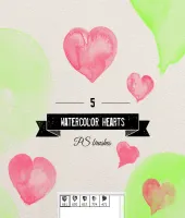 تحميل وتنزيل فرش فوتوشوب قلوب المحبة Watercolor Hearts Brushes